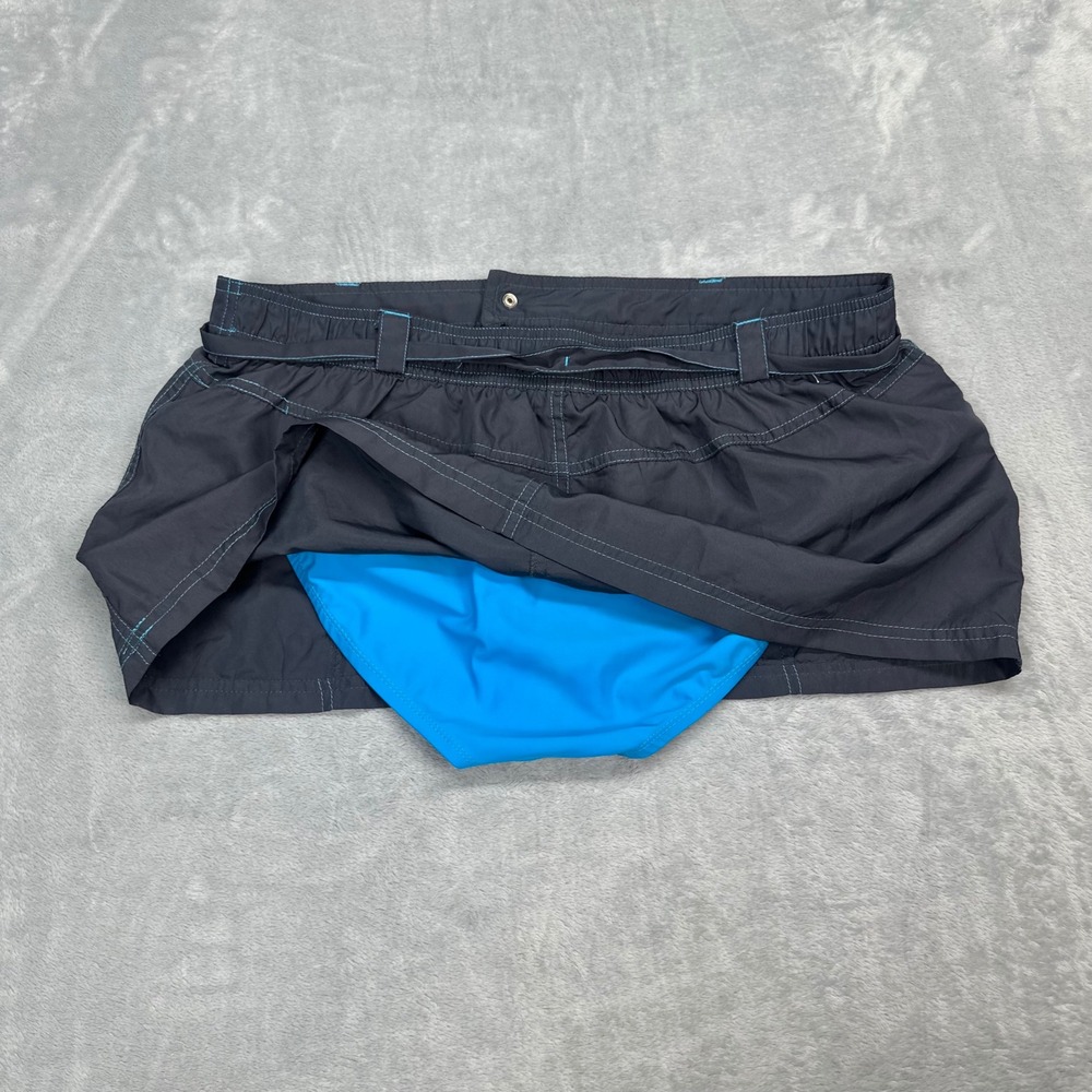 Free Country Womens XL Gray Swim Skort Turquoise Stitching Belted Bikini Liner - Picture 6 of 7